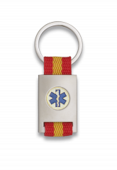 Llavero rectangulo plata + cinta bandera