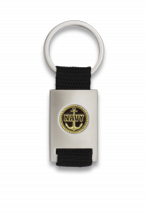 Llavero rectangulo plata + cinta negra