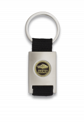 Llavero rectangulo plata + cinta negra