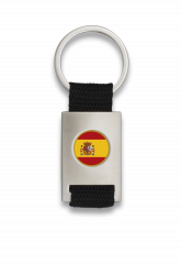 Llavero rectangulo plata + cinta negra