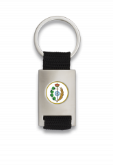 Llavero rectangulo plata + cinta negra