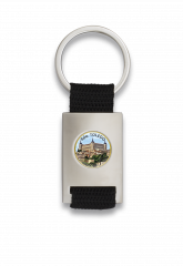 Llavero rectangulo plata + cinta negra