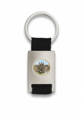 Llavero rectangulo plata + cinta negra