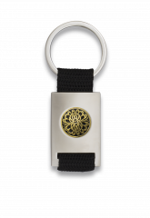 Llavero rectangulo plata + cinta negra
