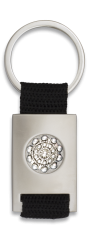Llavero rectangulo plata + cinta negra
