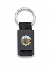 llavero rectangulo negro + cinta negra