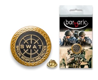 Pin Barbaric oro. borde biselado. D:20mm