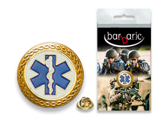 Pin Barbaric oro. borde biselado. D:20mm