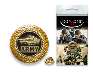 Pin Barbaric oro. borde biselado. D:20mm