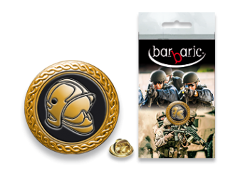 Pin Barbaric oro. borde biselado. D:20mm