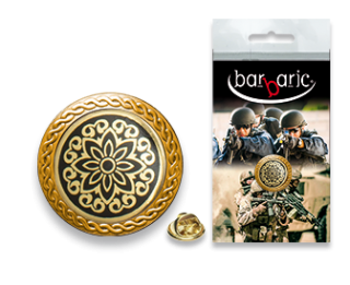 Pin Barbaric oro. borde biselado. D:20mm