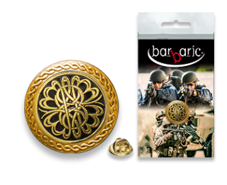 Pin Barbaric oro. borde biselado. D:20mm