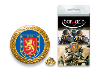 Pin Barbaric oro. borde biselado. D:20mm