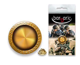 Pin Barbaric oro. borde biselado. d:20mm