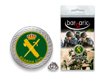 Pin Barbaric plata. borde biselado.20mm