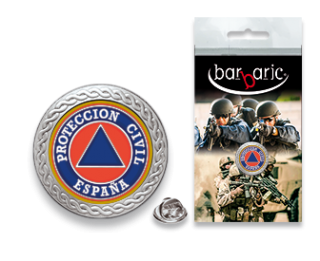 Pin Barbaric plata. borde biselado.20mm