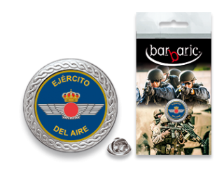 Pin Barbaric plata. borde biselado.20mm