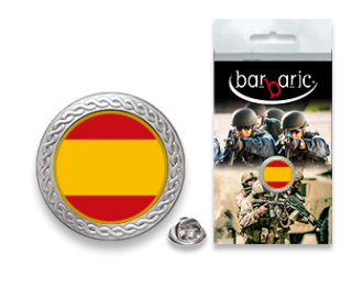 Pin Barbaric plata. borde biselado.20mm