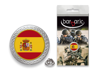 Pin Barbaric plata. borde biselado.20mm