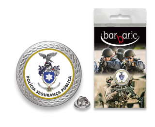 Pin Barbaric plata. borde biselado.20mm