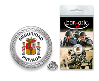 Pin Barbaric plata. borde biselado.20mm