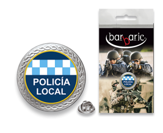 Pin Barbaric plata. borde biselado.20mm