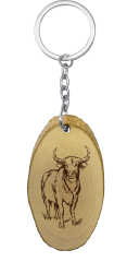 Llavero madera ovalado toro