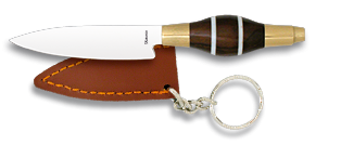 Cuchillo + Funda cuero. madera.Hoja: 5.5