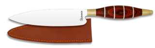 Cuchillo + Funda cuero. stamina roja.Hoj
