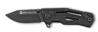 Navaja K25 negra G10 efecto fibra carbo