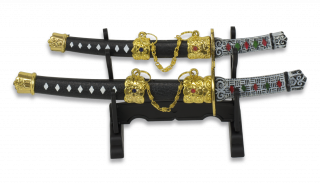 katana mini tole10.set 2 pcs con peana.