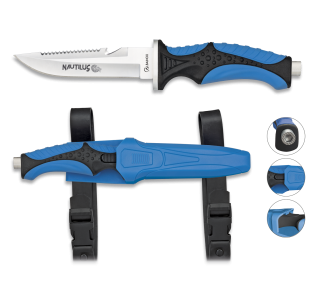 Cuchillo Submarinismo Azul Nautilus.12cm