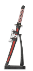 Mini Katana c/peana roja-negra