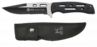 cuchillo K25 negro / hoja mixta con sier