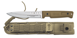 Cuchillo táctico K25 puño goma.TAN. h.14