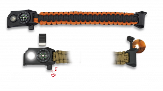 Brazalete paracord/ brujula/silbato/LED