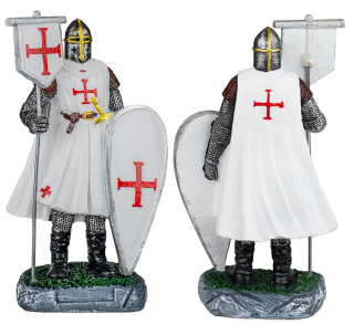 Templario blanco Resina bandera-escudo18