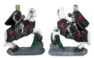 Caballo blanco Templario negro-Maza