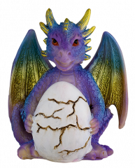Dragón con huevo Resina morado 8.5 cm