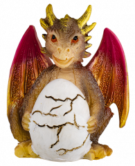 Dragón con huevo Resina Rosado 8.5 cm