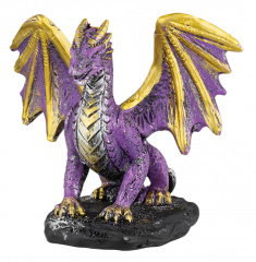 Dragón alas Resina Morado 7.5 cm