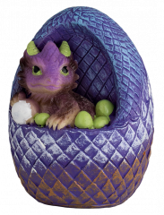 Dragón bebé Huevo morado Resina 7.5 cm