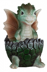 Dragón bebé Huevo Resina verde 8 cm