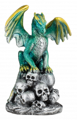 Dragón Verde calaveras Resina 11.5 cm