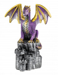 Dragón Morado castillo Resina 11.5 cm