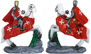 Caballo blanco Templario rojo-Maza