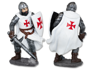 Templario blanco Resina espada-escudo,