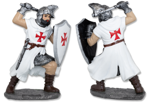 Templario blanco Resina hacha-escudo 18