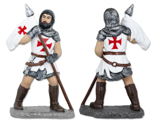 Templario blanco resina. Lanza. 12 cm