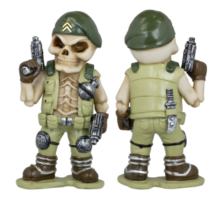 Figura resina Tole10. Army skull 2 guns.